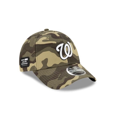 Green Washington Nationals Hat - New Era MLB Armed Forces Weekend Stretch Snap 9FORTY Adjustable Caps USA3568701